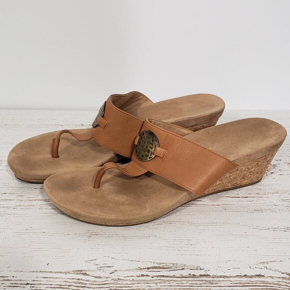 Bjorndal   Marcie Brown Leather Sandal  Cork Wedge Heel  Women's 11M - Picture 5 of 6